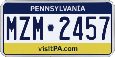 PA license plate MZM2457