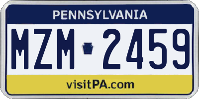 PA license plate MZM2459