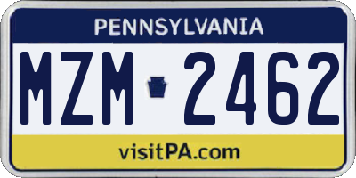 PA license plate MZM2462
