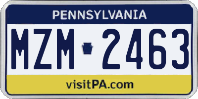 PA license plate MZM2463