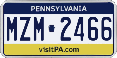 PA license plate MZM2466