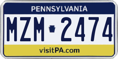 PA license plate MZM2474