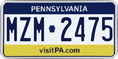 PA license plate MZM2475