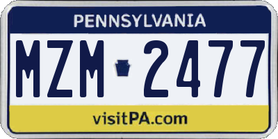 PA license plate MZM2477