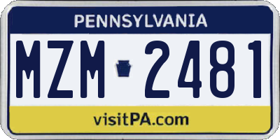 PA license plate MZM2481