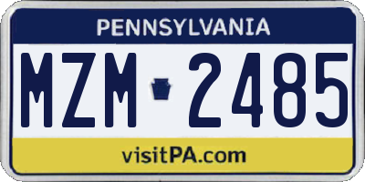 PA license plate MZM2485