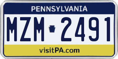 PA license plate MZM2491
