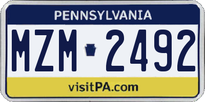 PA license plate MZM2492