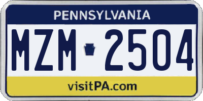 PA license plate MZM2504