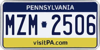 PA license plate MZM2506