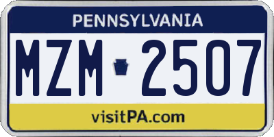 PA license plate MZM2507