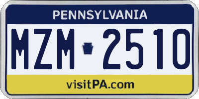 PA license plate MZM2510