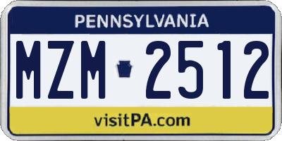PA license plate MZM2512