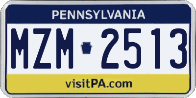 PA license plate MZM2513
