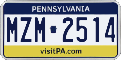 PA license plate MZM2514