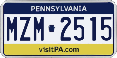 PA license plate MZM2515
