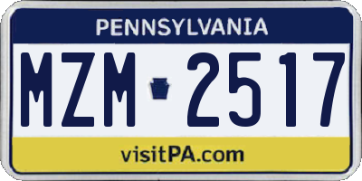 PA license plate MZM2517