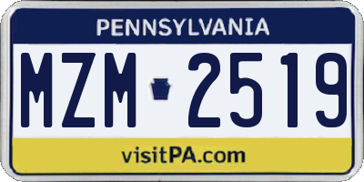 PA license plate MZM2519