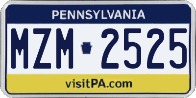 PA license plate MZM2525