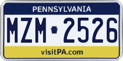 PA license plate MZM2526