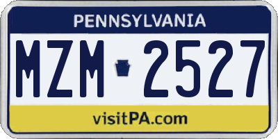 PA license plate MZM2527