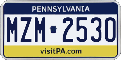 PA license plate MZM2530