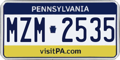 PA license plate MZM2535