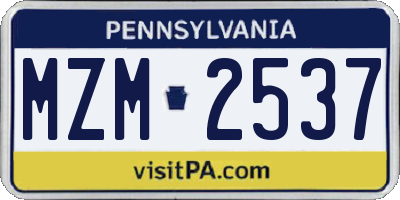 PA license plate MZM2537