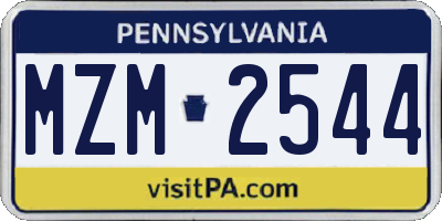PA license plate MZM2544