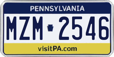 PA license plate MZM2546