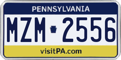 PA license plate MZM2556