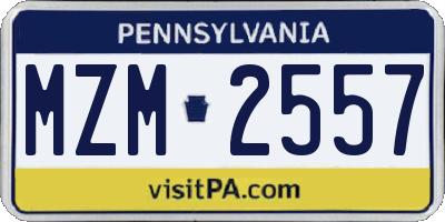 PA license plate MZM2557
