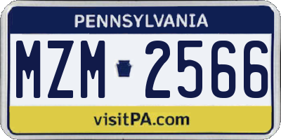 PA license plate MZM2566