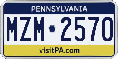 PA license plate MZM2570