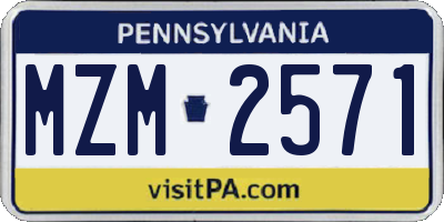 PA license plate MZM2571