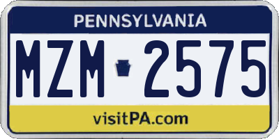 PA license plate MZM2575