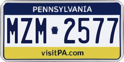 PA license plate MZM2577