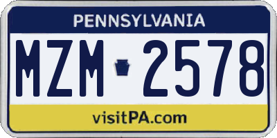 PA license plate MZM2578