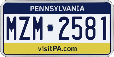 PA license plate MZM2581