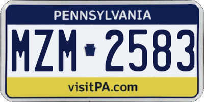 PA license plate MZM2583