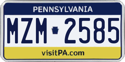 PA license plate MZM2585