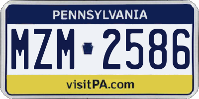 PA license plate MZM2586