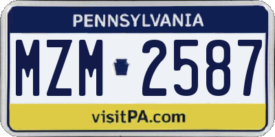 PA license plate MZM2587