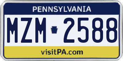 PA license plate MZM2588
