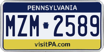 PA license plate MZM2589