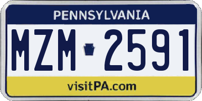 PA license plate MZM2591