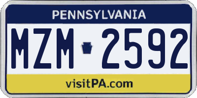 PA license plate MZM2592