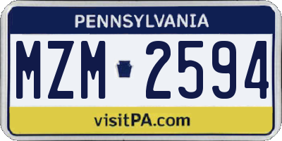 PA license plate MZM2594