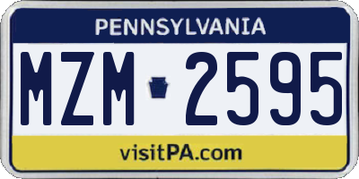 PA license plate MZM2595