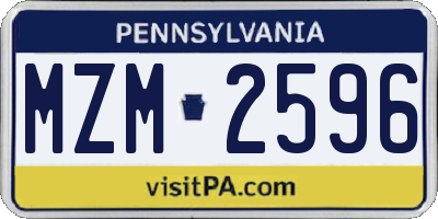 PA license plate MZM2596
